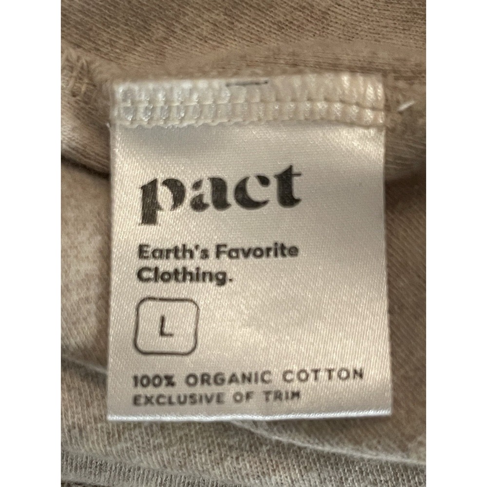 Pact Organic Cotton 2 Piece Lounge Set Womens L Oatmeal Beige Cowl Neck Wide Leg - Picture 9 of 9